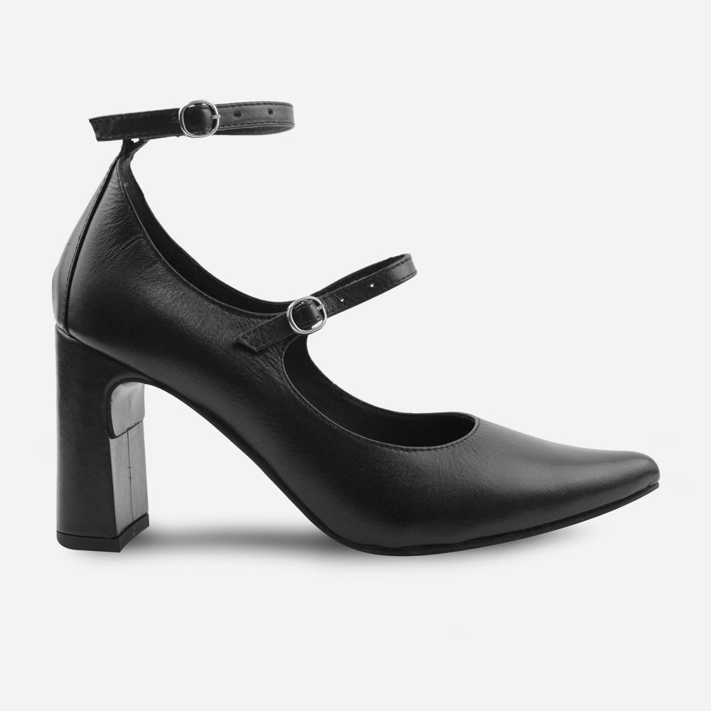 Tacones constance de cuero para mujer - Negro