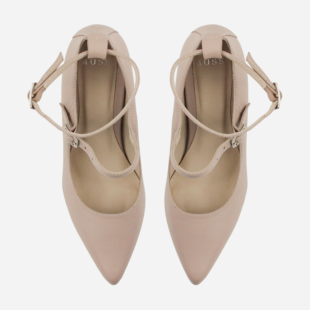 Tacones constance de cuero para mujer - Almendra