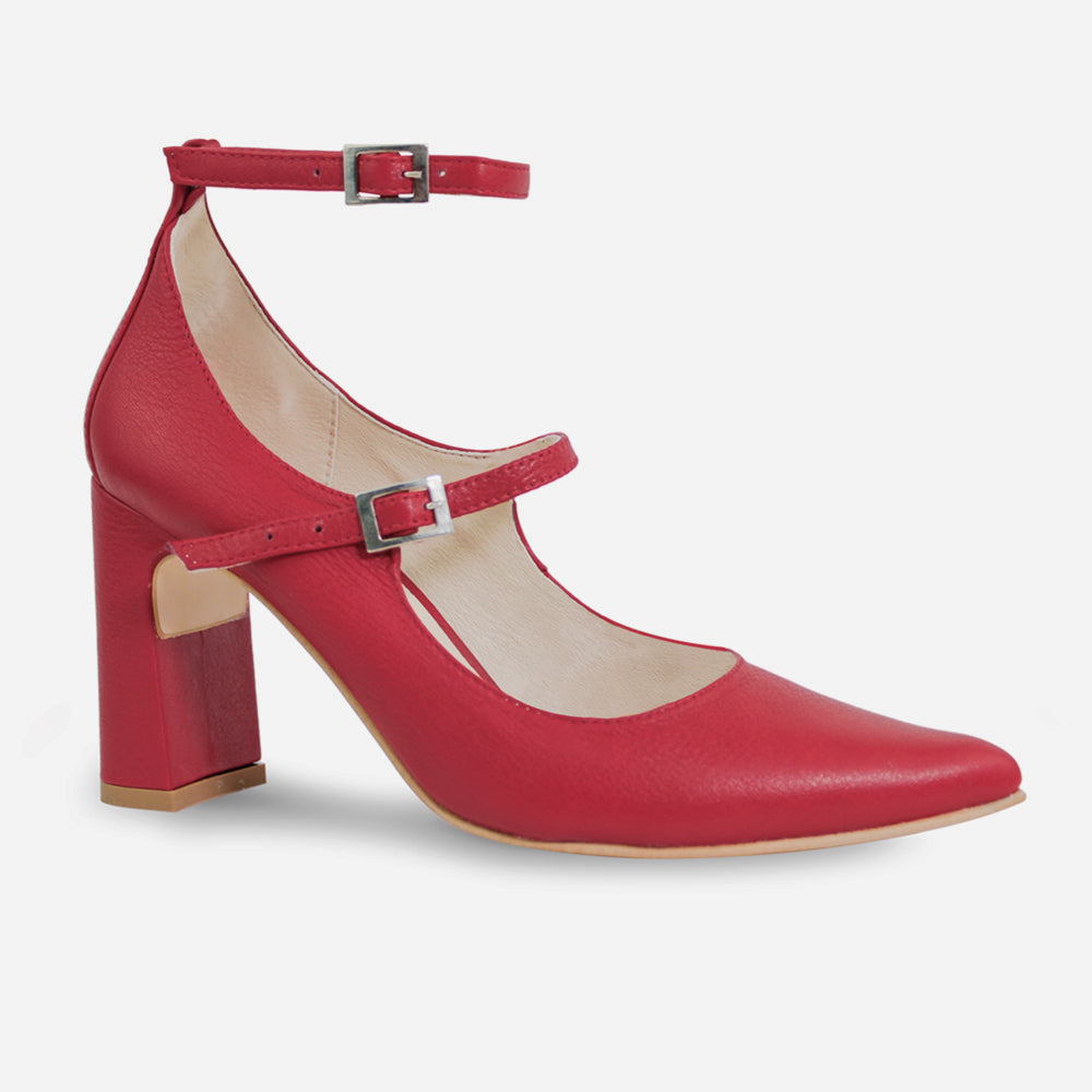 Tacones constance de cuero para mujer - Rojo
