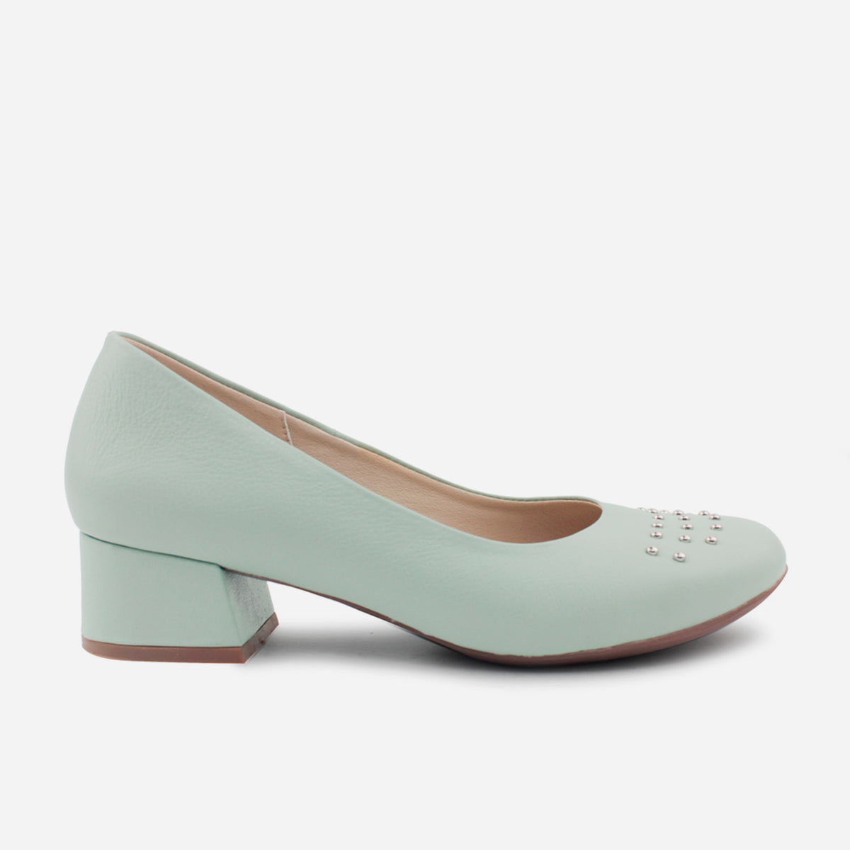 Tacones jane de cuero para mujer - Menta