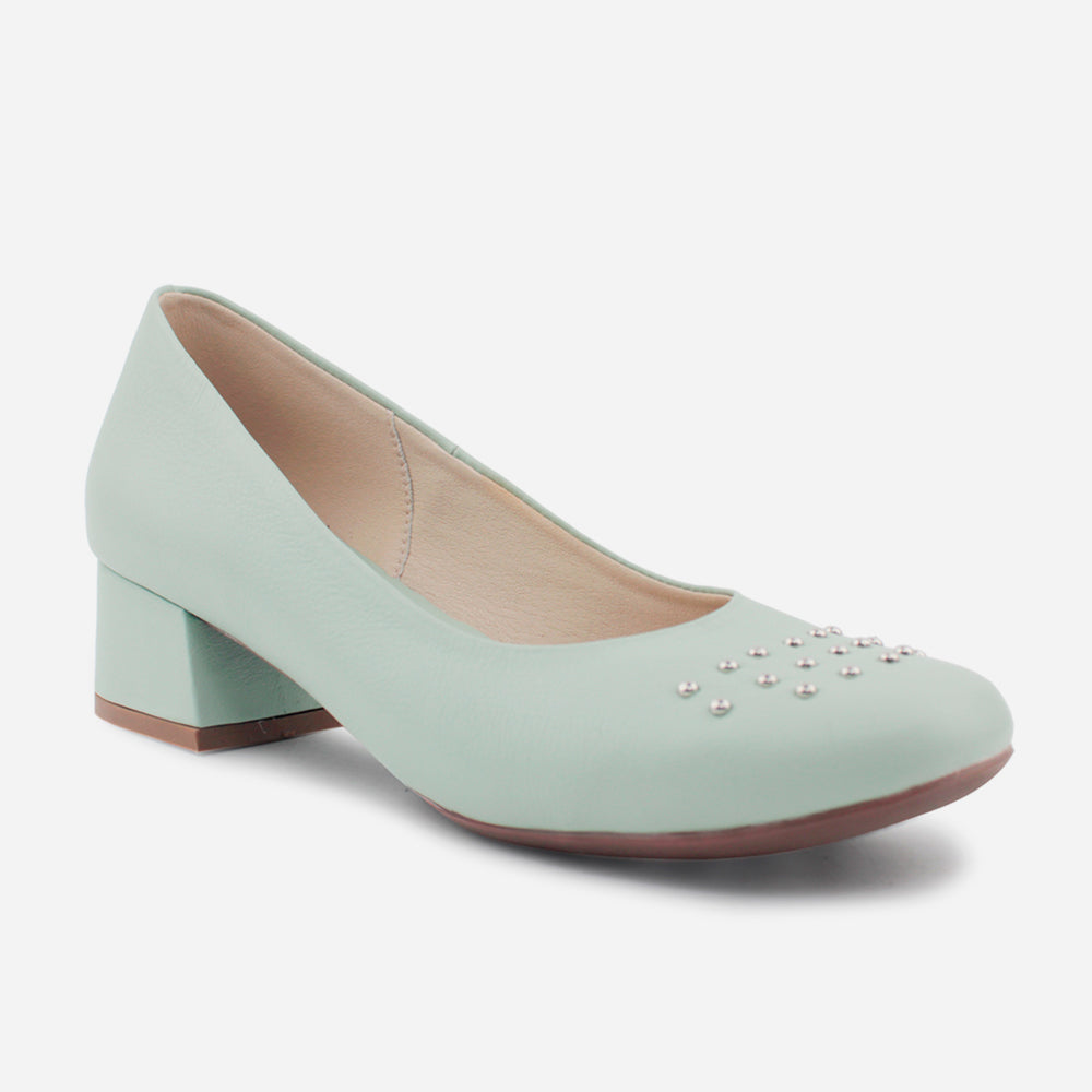 Tacones jane de cuero para mujer - Menta