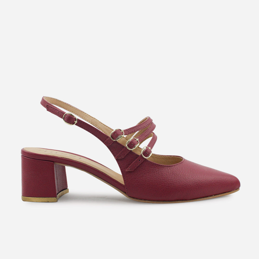 Tacones emily de cuero para mujer - Vino
