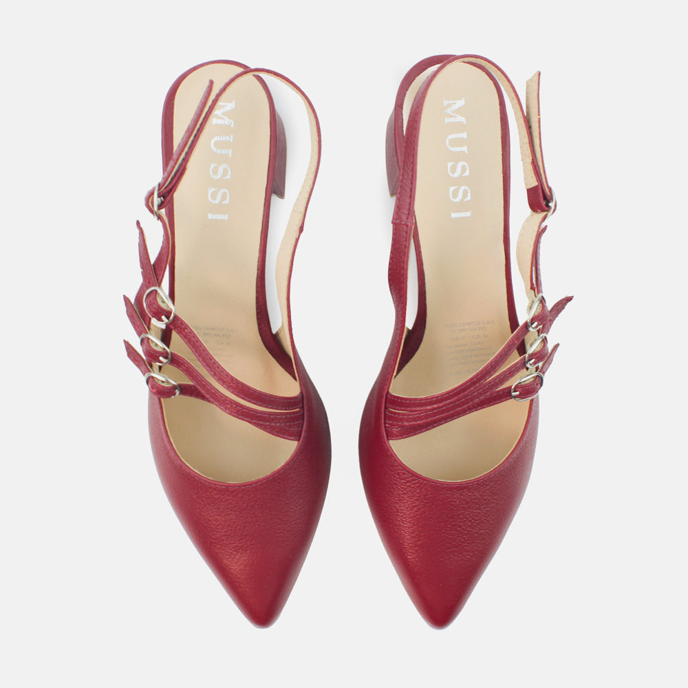 Tacones emily de cuero para mujer - Vino