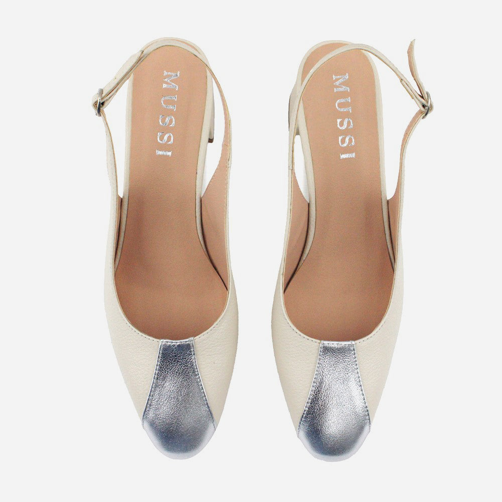 Tacones ayla de cuero para mujer - Hueso