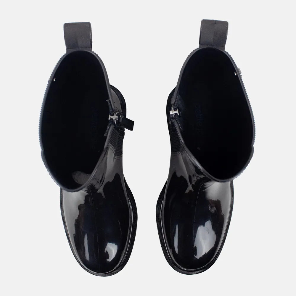 Botin tractorado fauna de sintético para mujer - Negro