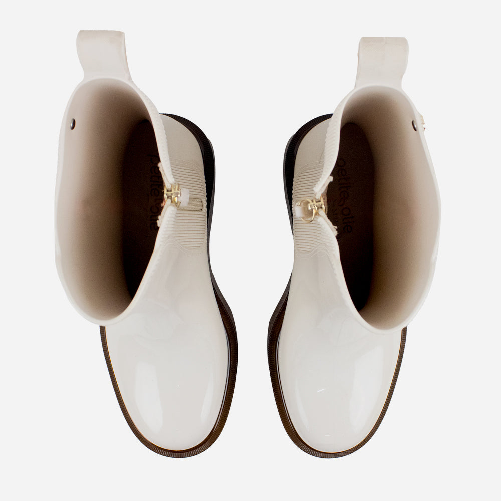 Botin tractorado fauna de sintético para mujer - Hueso