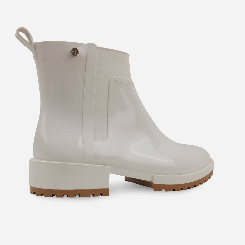 Botin plano marfe de sintético para mujer - Hueso