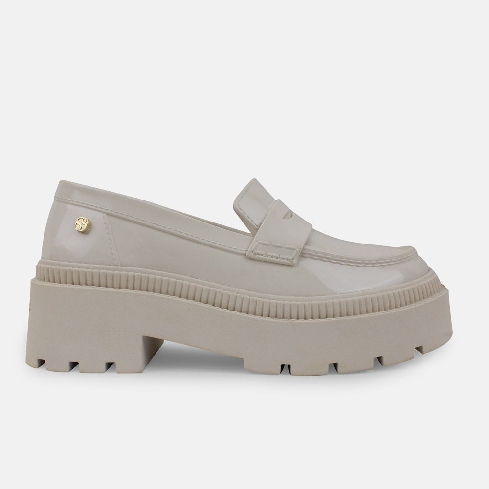 Mocasin tractorado cayena de sintético para mujer - Hueso