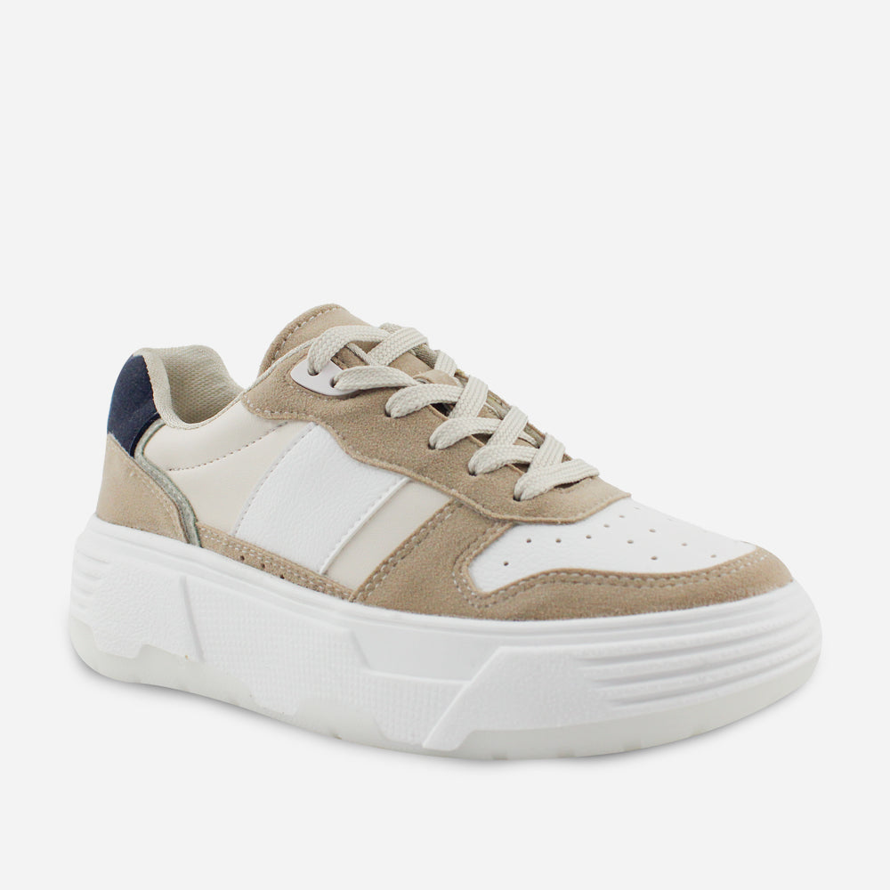 Tenis con plataforma danica de sintético para mujer - Beige