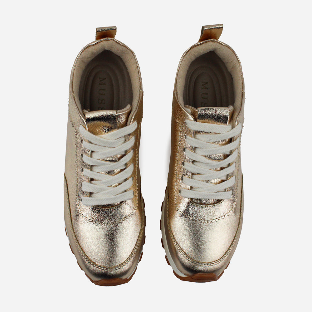 Tenis Sneakers diera de sintético para mujer - Oro