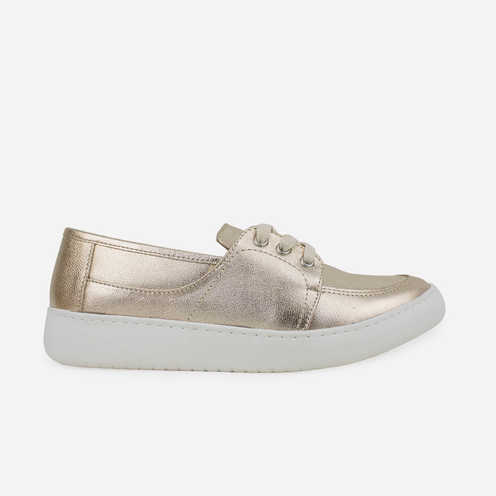 Tenis Sneakers ima de cuero para mujer - Oro