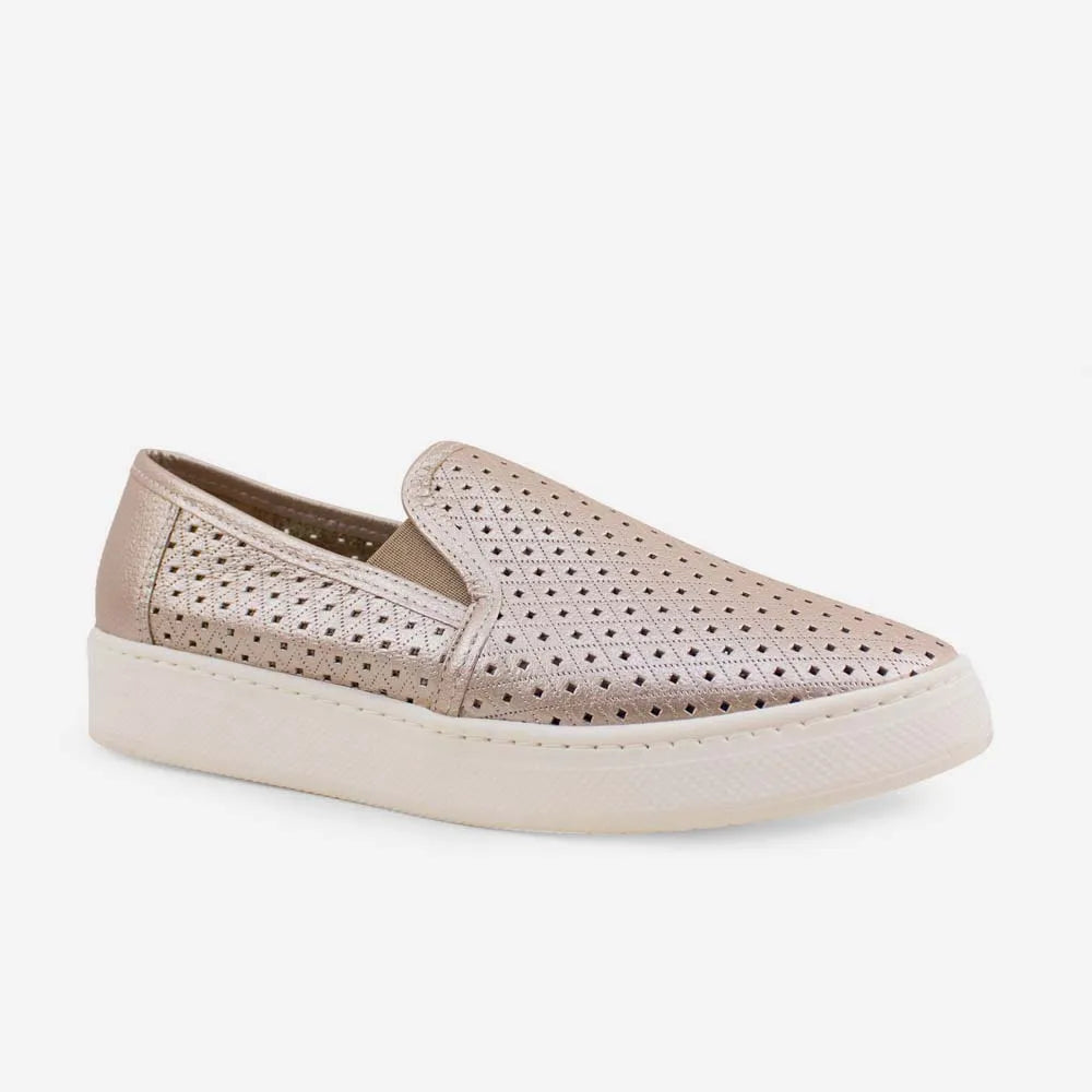 Tenis Sin Cordones odina de cuero para mujer - Oro