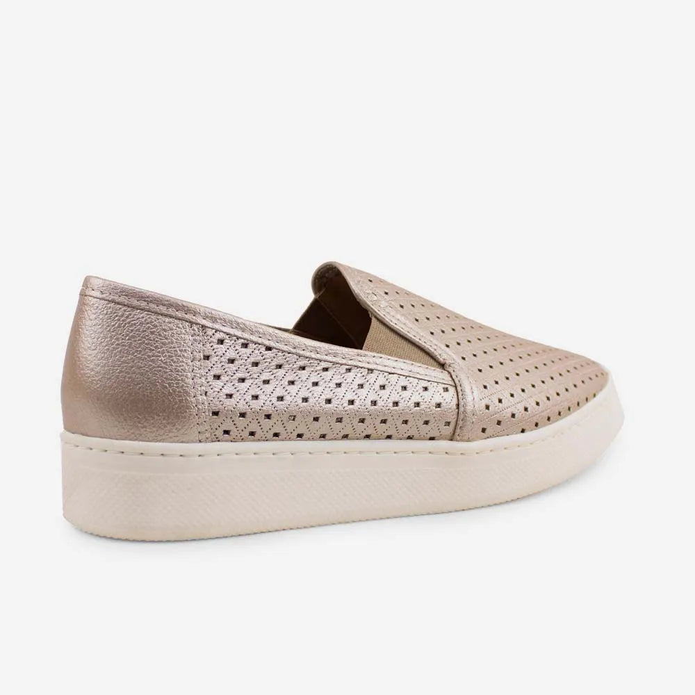 Tenis Sin Cordones odina de cuero para mujer - Oro