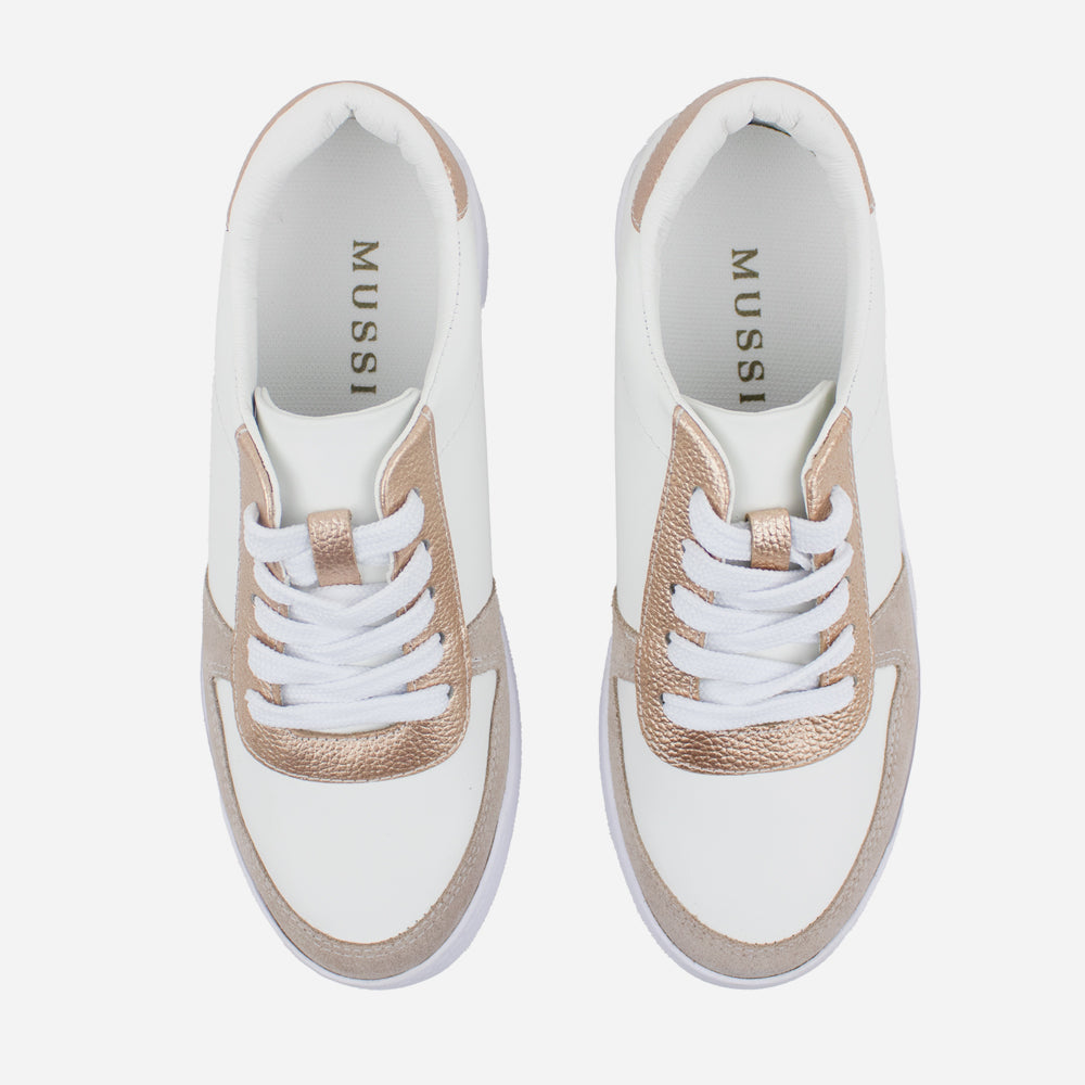 Tenis Sneakers ailin de cuero para mujer - Blanco