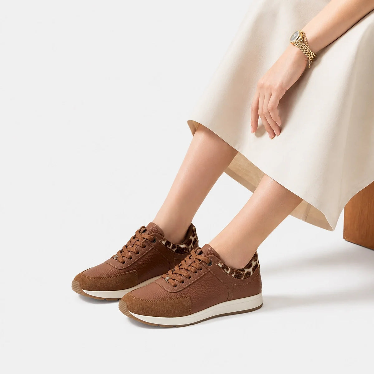 Tenis bromelias de cuero para mujer - Brandy