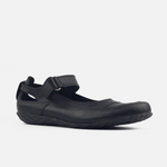 Baleta plana rielva de cuero para mujer - Negro