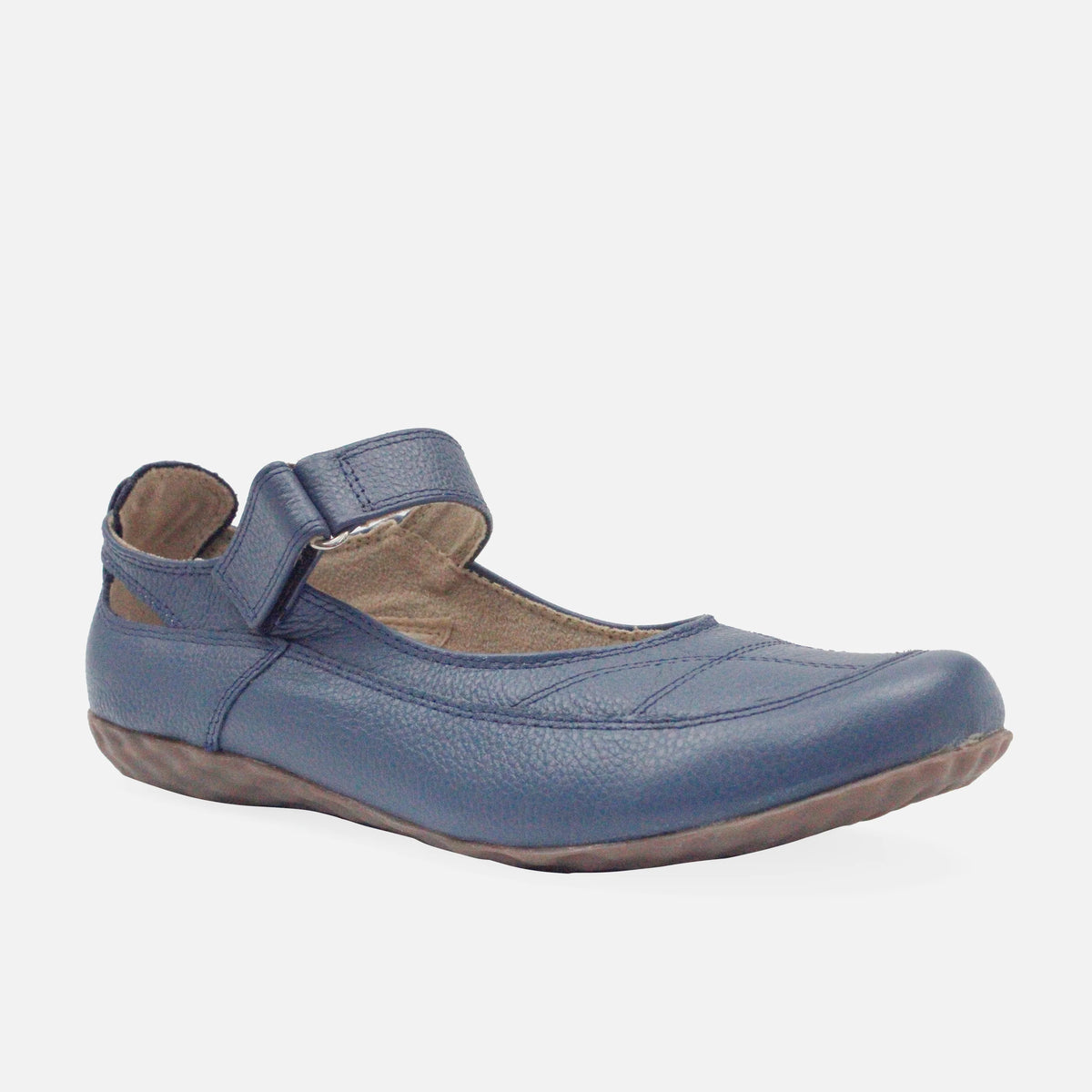 Baleta plana rielva de cuero para mujer - Celeste