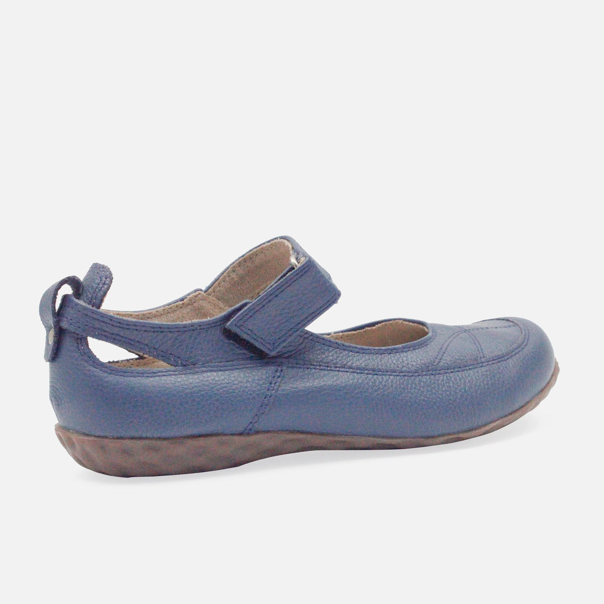 Baleta plana rielva de cuero para mujer - Celeste