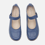 Baleta plana rielva de cuero para mujer - Celeste