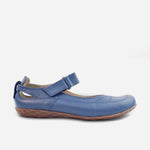 Baleta plana rielva de cuero para mujer - Azul