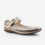 Baleta plana rielva de cuero para mujer - Bronce