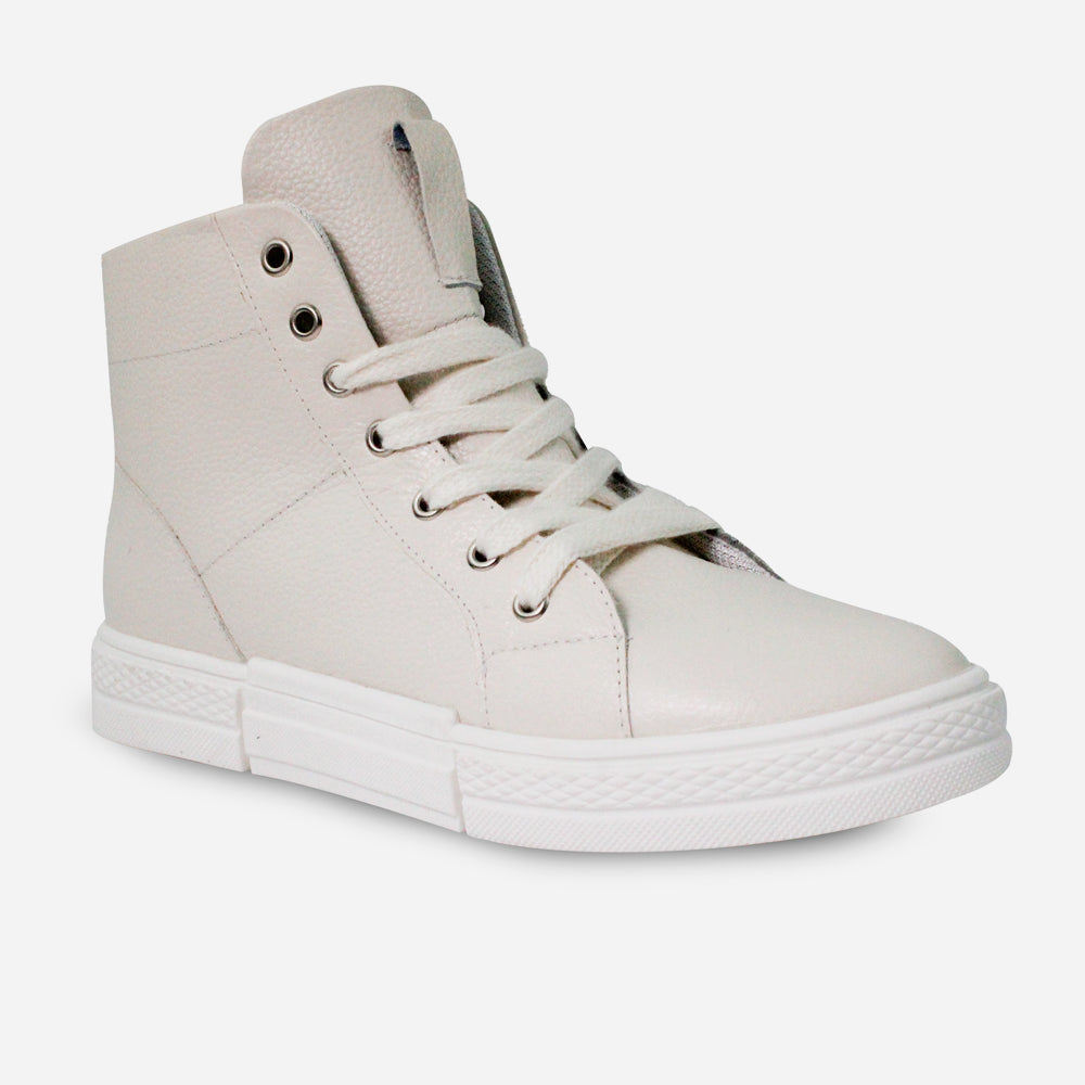 Botin deportivo ayla de cuero para mujer - Blanco