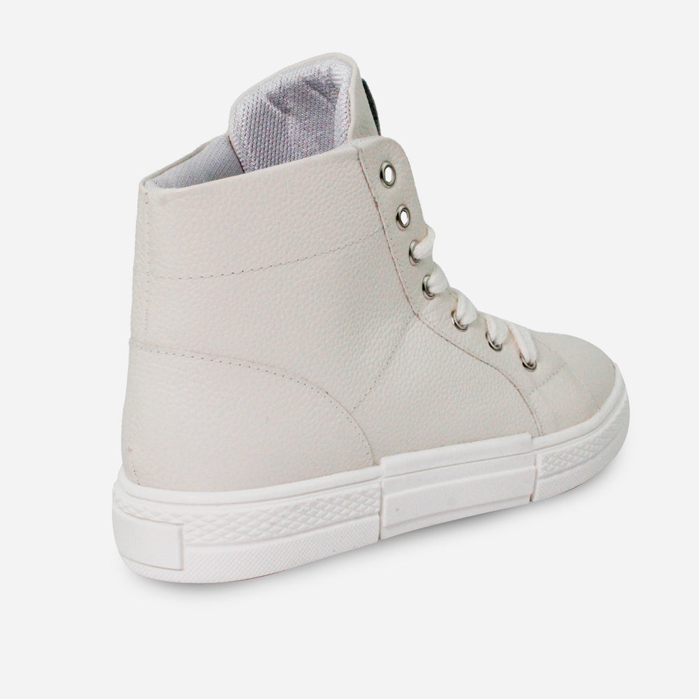 Botin deportivo ayla de cuero para mujer - Blanco