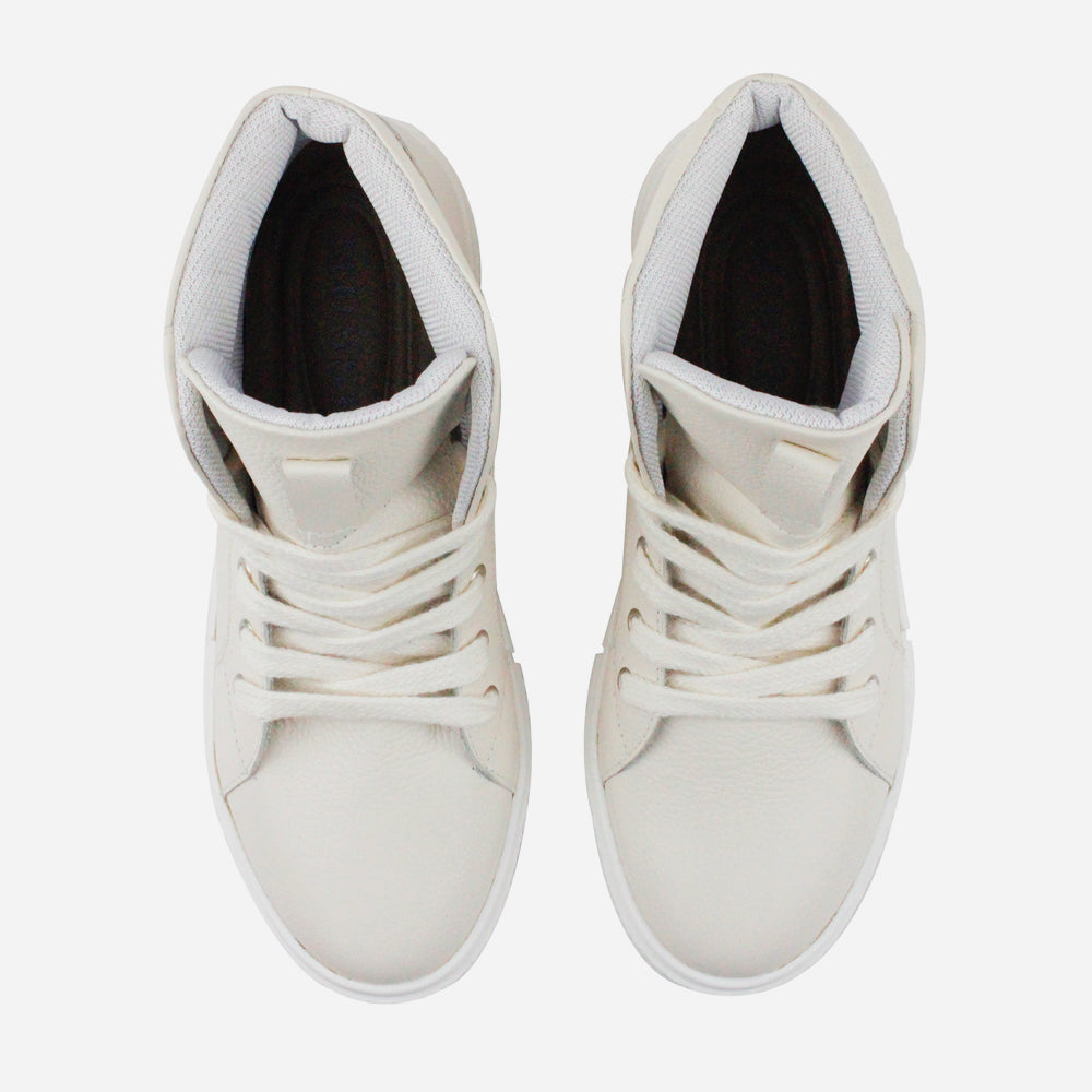 Botin deportivo ayla de cuero para mujer - Blanco