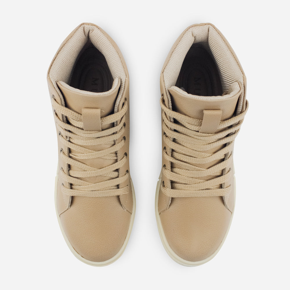 Botin deportivo ayla de cuero para mujer - Almendra