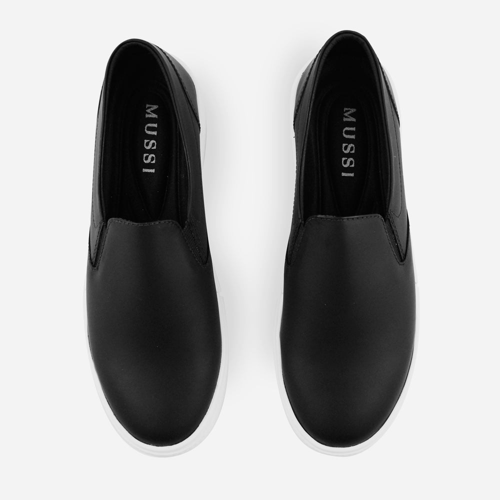 Tenis Sin Cordones amara de cuero para mujer - Negro