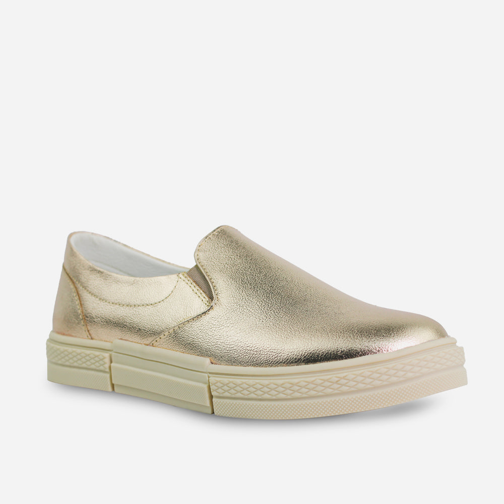 Tenis Sin Cordones amara de cuero para mujer - Oro