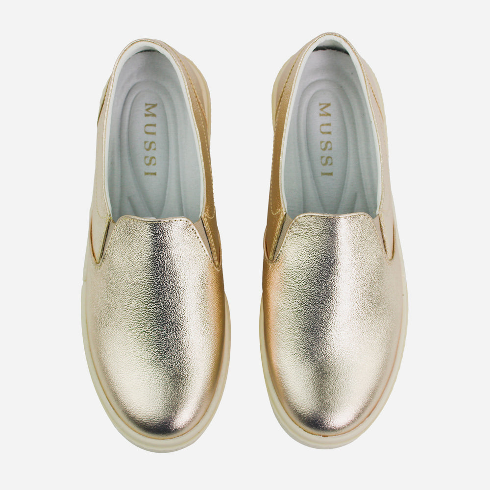 Tenis Sin Cordones amara de cuero para mujer - Oro