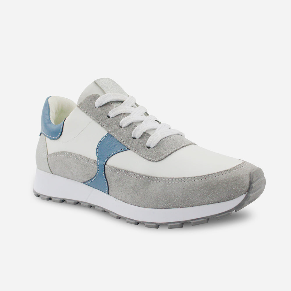 Tenis con plataforma cielo de cuero para mujer - Blanco