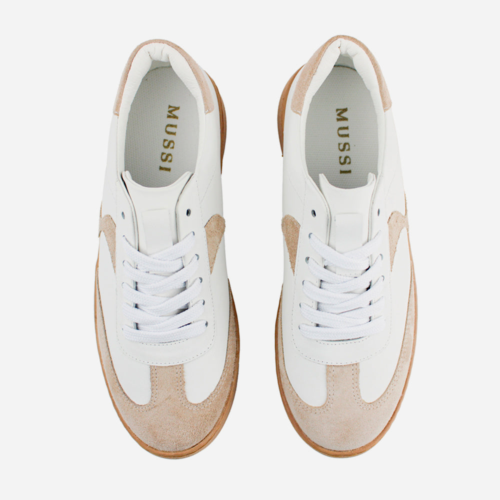 Tenis Sneakers lourdes de cuero para mujer - Hueso
