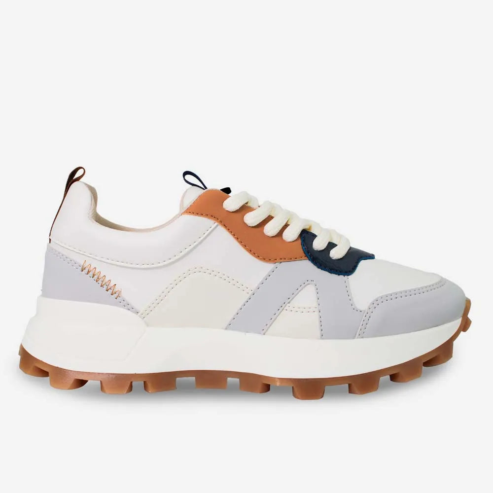 Tenis con plataforma dulce de sintético para mujer - Hueso