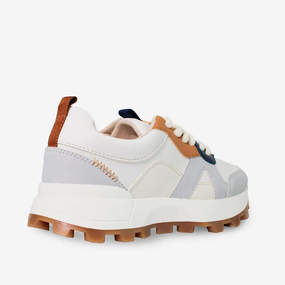 Tenis con plataforma dulce de sintético para mujer - Hueso