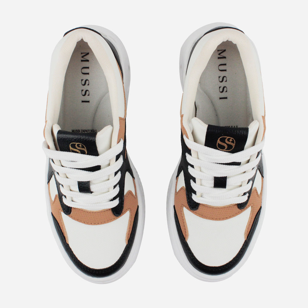 Tenis con plataforma silvia de sintético para mujer - Negro