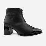 Botin tacon olimpia de cuero para mujer - Negro