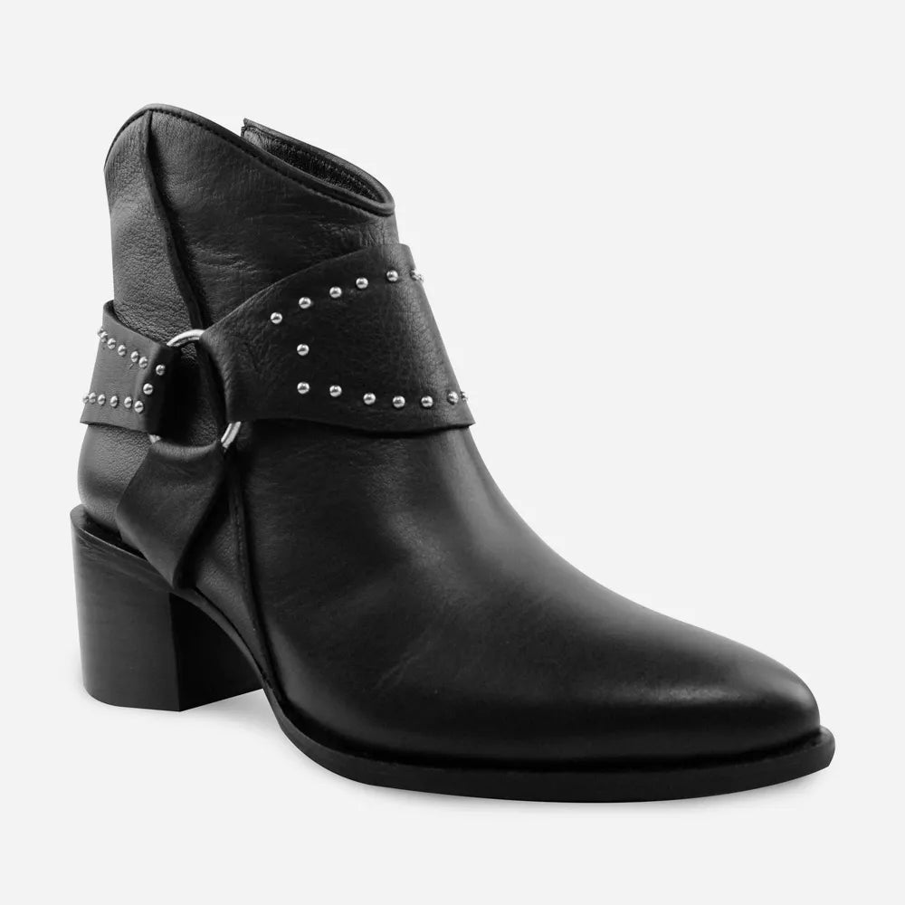 Botin tacon angelique de cuero para mujer - Negro