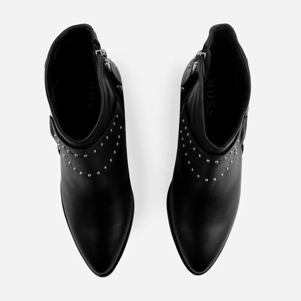 Botin tacon angelique de cuero para mujer - Negro