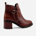 Botin tacon zumar de cuero graso para mujer - Miel