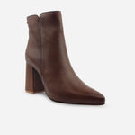 Botin tacon verita de cuero para mujer - Café