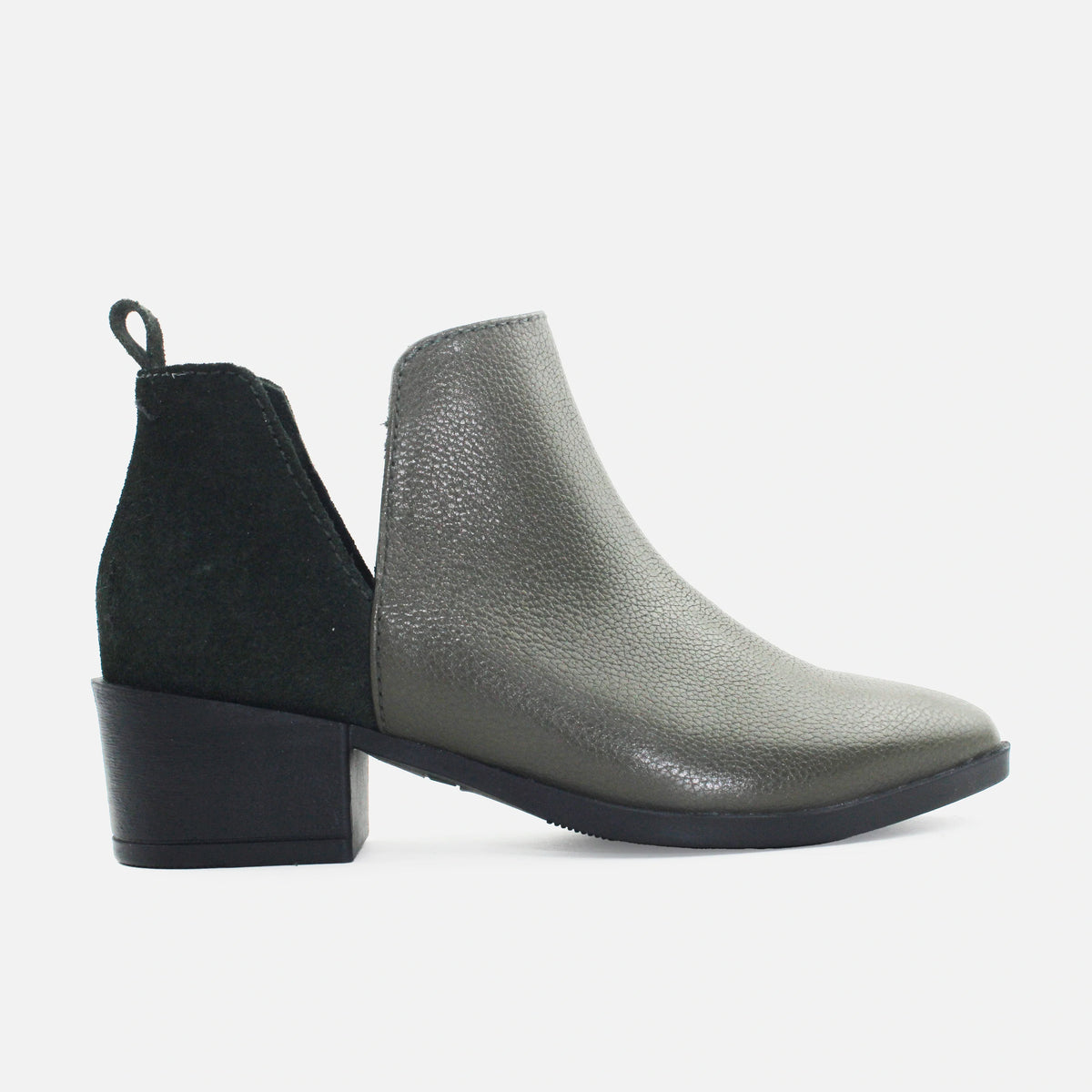 Botin tacon lune de cuero para mujer - Verde