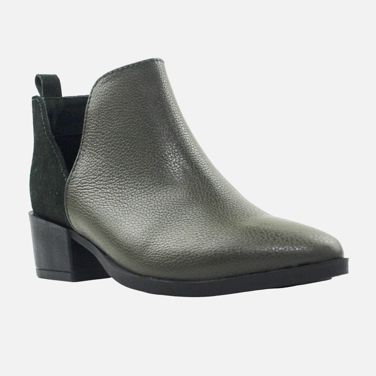 Botin tacon lune de cuero para mujer - Verde