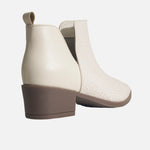 Botin tacon lune de cuero para mujer - Hueso