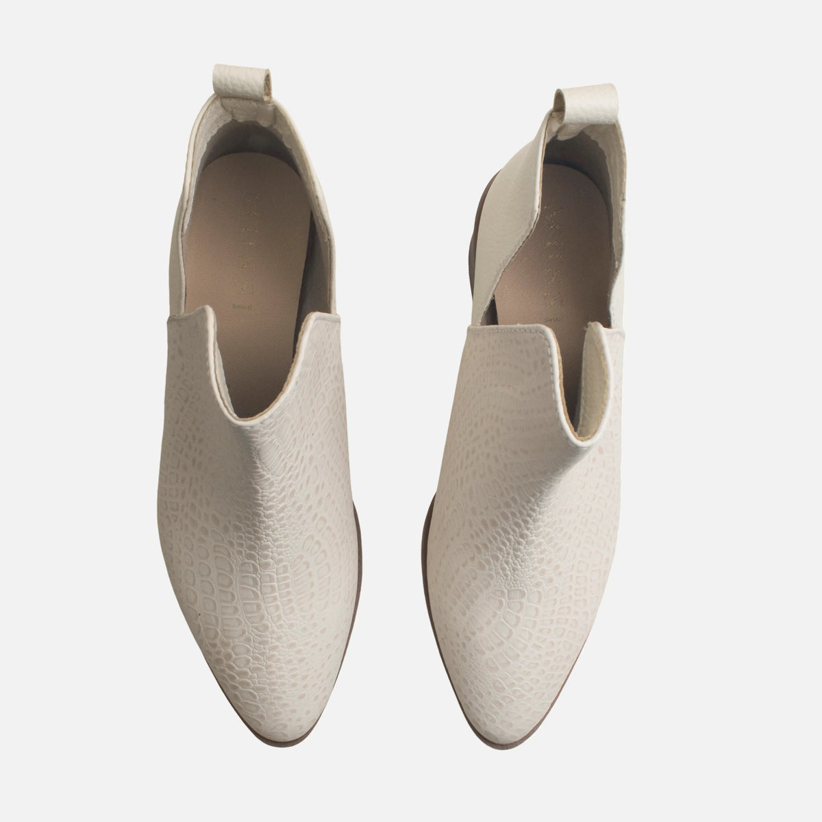 Botin tacon lune de cuero para mujer - Hueso