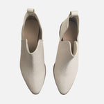 Botin tacon lune de cuero para mujer - Hueso