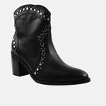 Botin tacon asuna de cuero para mujer - Negro