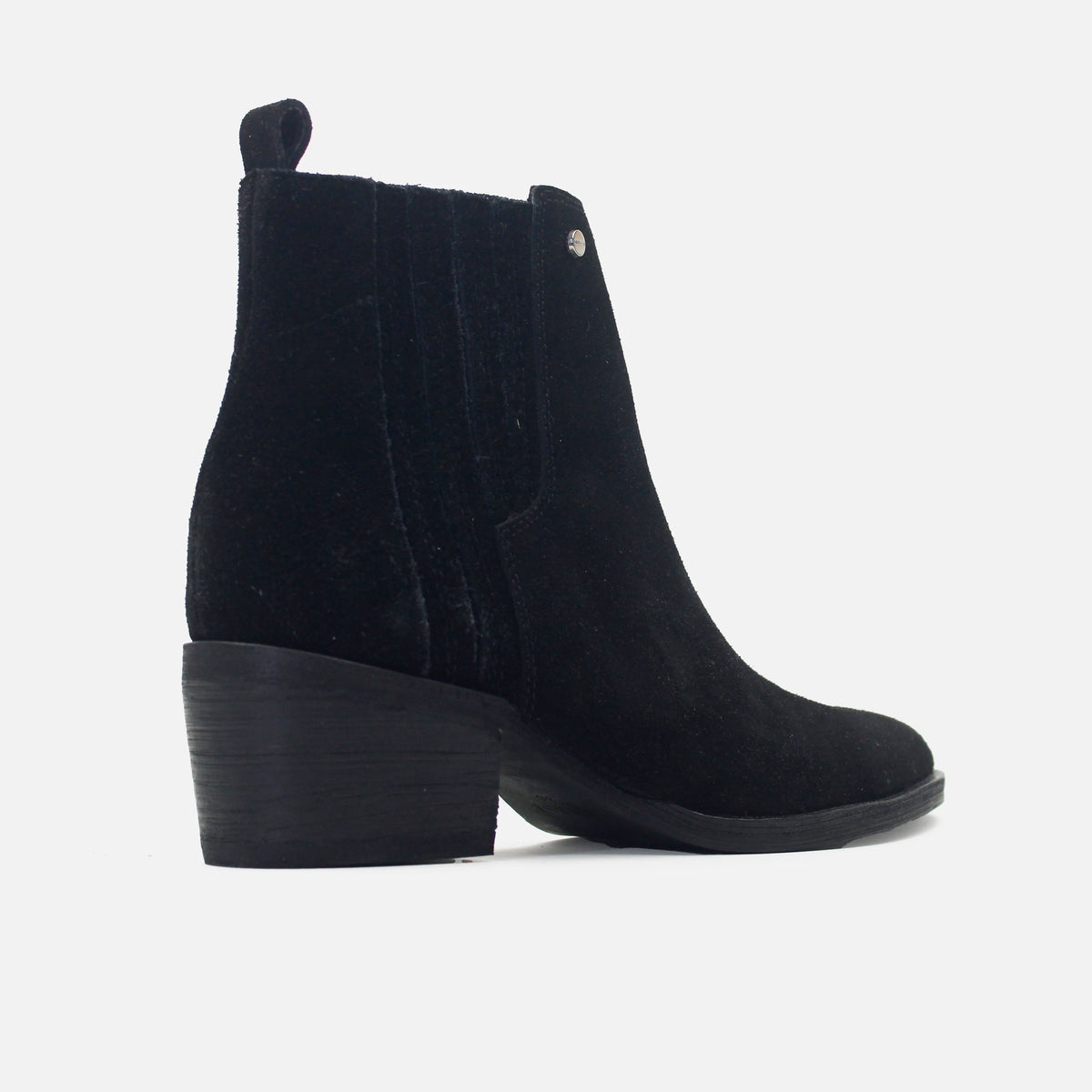 Botin tacon ela de cuero para mujer - Negro