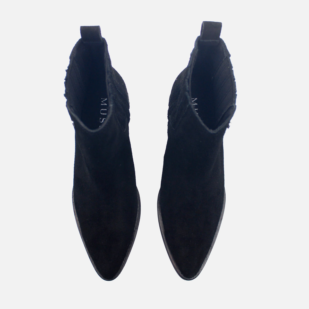 Botin tacon ela de cuero para mujer - Negro